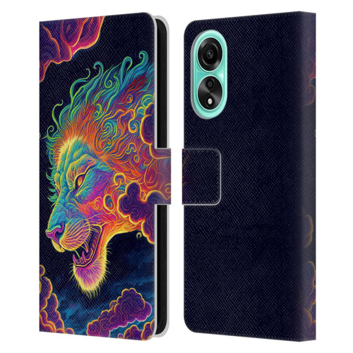 Wumples Cosmic Animals Clouded Lion Leather Book Wallet Case Cover For OPPO A78 4G
