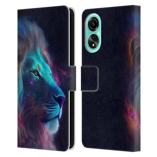 Wumples Cosmic Animals Lion Leather Book Wallet Case Cover For OPPO A78 4G