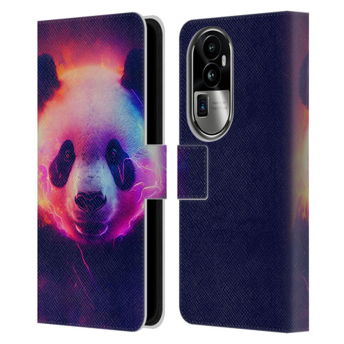 Wumples Cosmic Animals Panda Leather Book Wallet Case Cover For OPPO Reno10 Pro+