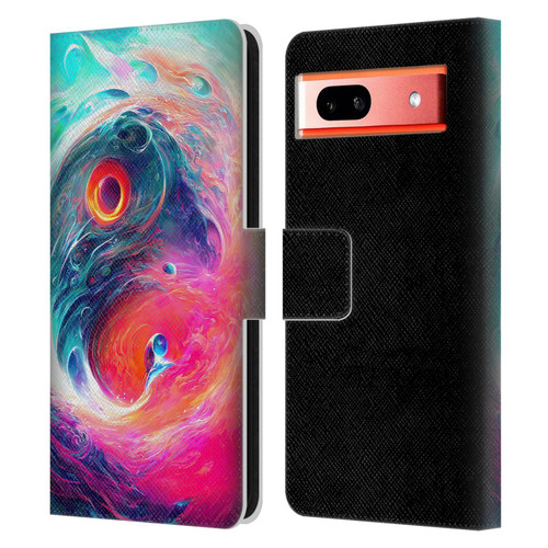 Wumples Cosmic Arts Blue And Pink Yin Yang Vortex Leather Book Wallet Case Cover For Google Pixel 7a