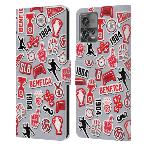 S.L. Benfica 2021/22 Crest Stickers Leather Book Wallet Case Cover For Motorola Moto Edge 30 Fusion