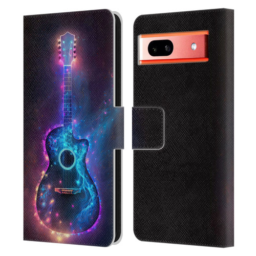Wumples Cosmic Arts Guitar Leather Book Wallet Case Cover For Google Pixel 7a