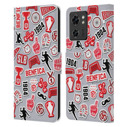S.L. Benfica 2021/22 Crest Stickers Leather Book Wallet Case Cover For Motorola Moto Edge 40
