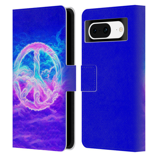 Wumples Cosmic Arts Clouded Peace Symbol Leather Book Wallet Case Cover For Google Pixel 8