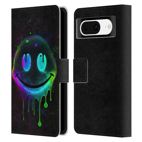 Wumples Cosmic Arts Drip Smiley Leather Book Wallet Case Cover For Google Pixel 8