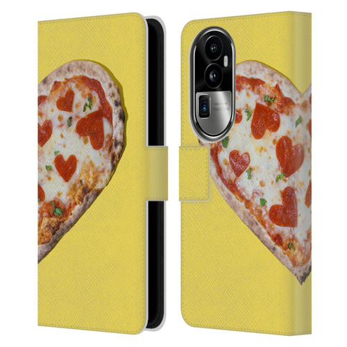 Pepino De Mar Foods Heart Pizza Leather Book Wallet Case Cover For OPPO Reno10 Pro+