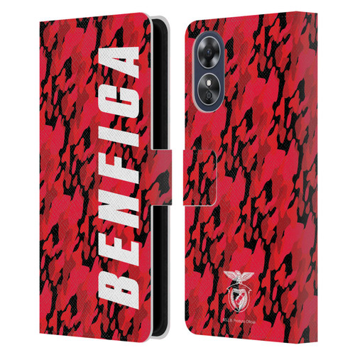 S.L. Benfica 2021/22 Crest Camouflage Leather Book Wallet Case Cover For OPPO A17