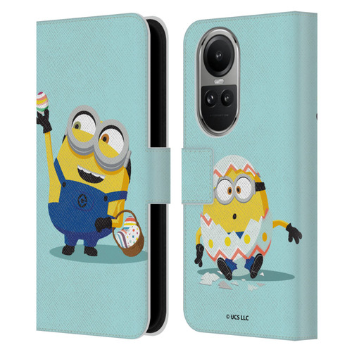 Minions Rise of Gru(2021) Easter 2021 Bob Egg Hunt Leather Book Wallet Case Cover For OPPO Reno10 5G / Reno10 Pro 5G
