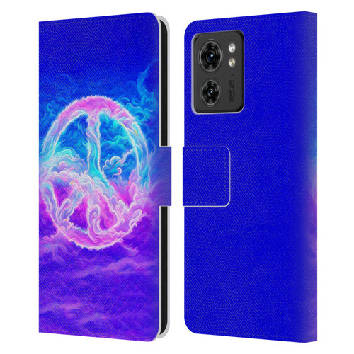 Wumples Cosmic Arts Clouded Peace Symbol Leather Book Wallet Case Cover For Motorola Moto Edge 40