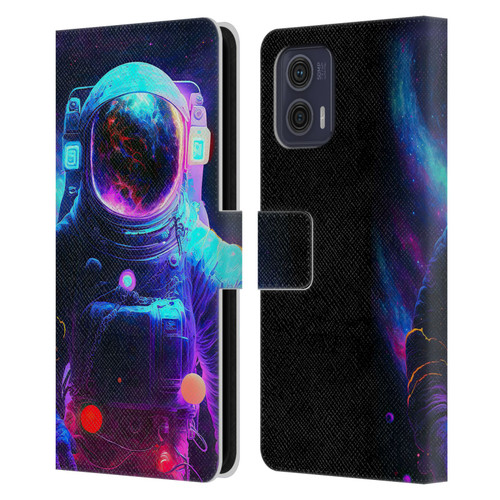 Wumples Cosmic Arts Astronaut Leather Book Wallet Case Cover For Motorola Moto G73 5G