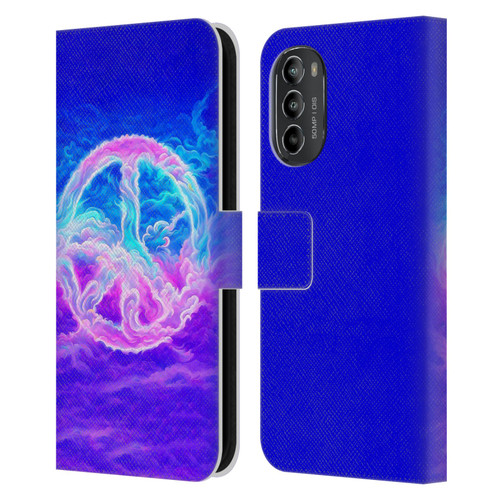Wumples Cosmic Arts Clouded Peace Symbol Leather Book Wallet Case Cover For Motorola Moto G82 5G