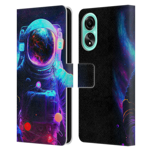 Wumples Cosmic Arts Astronaut Leather Book Wallet Case Cover For OPPO A78 5G