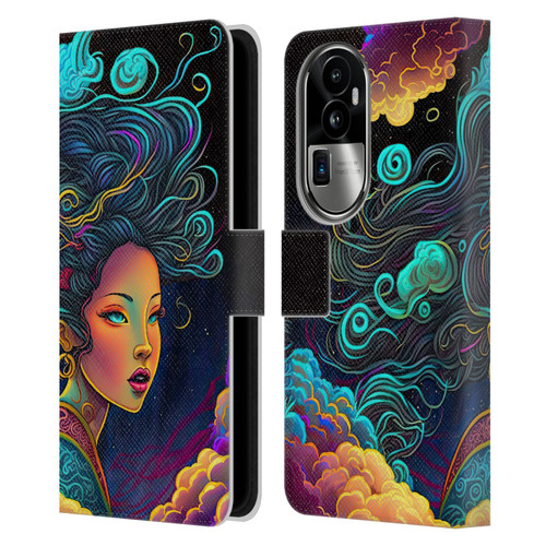 Wumples Cosmic Arts Cloud Goddess Leather Book Wallet Case Cover For OPPO Reno10 Pro+