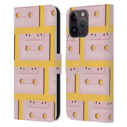 Pepino De Mar Patterns 2 Cassette Tape Leather Book Wallet Case Cover For Apple iPhone 15 Pro Max