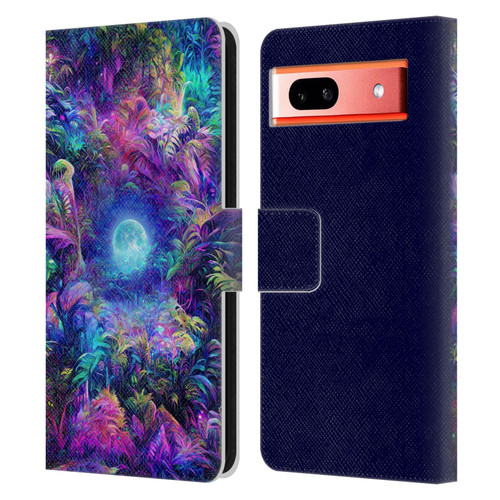 Wumples Cosmic Universe Jungle Moonrise Leather Book Wallet Case Cover For Google Pixel 7a