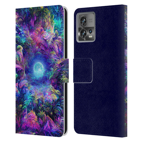 Wumples Cosmic Universe Jungle Moonrise Leather Book Wallet Case Cover For Motorola Moto Edge 30 Fusion
