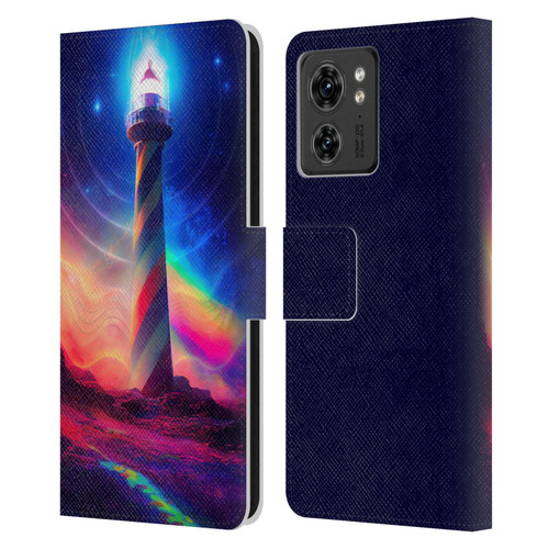 Wumples Cosmic Universe Lighthouse Leather Book Wallet Case Cover For Motorola Moto Edge 40