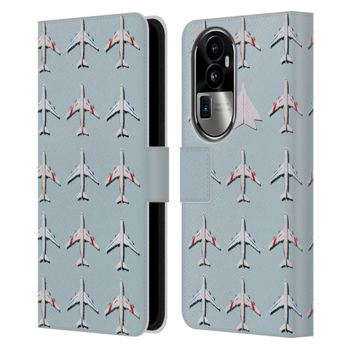 Pepino De Mar Patterns 2 Airplane Leather Book Wallet Case Cover For OPPO Reno10 Pro+