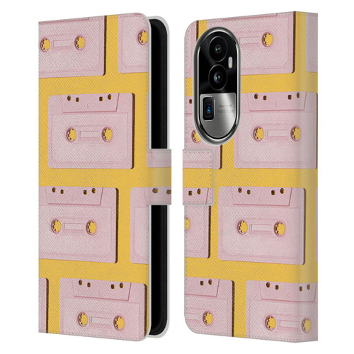 Pepino De Mar Patterns 2 Cassette Tape Leather Book Wallet Case Cover For OPPO Reno10 Pro+