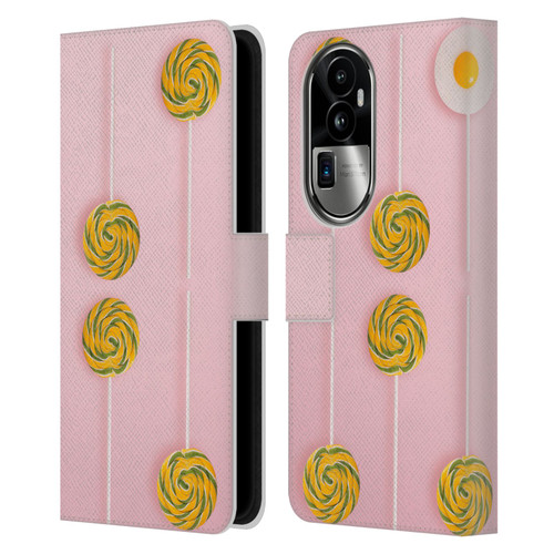 Pepino De Mar Patterns 2 Lollipop Leather Book Wallet Case Cover For OPPO Reno10 Pro+