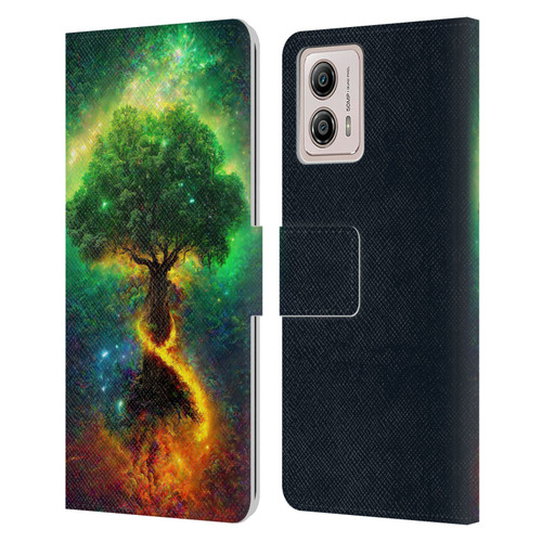 Wumples Cosmic Universe Yggdrasil, Norse Tree Of Life Leather Book Wallet Case Cover For Motorola Moto G53 5G