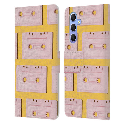 Pepino De Mar Patterns 2 Cassette Tape Leather Book Wallet Case Cover For Samsung Galaxy A34 5G