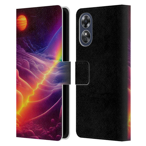Wumples Cosmic Universe A Chasm On A Distant Moon Leather Book Wallet Case Cover For OPPO A17