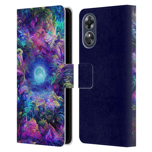 Wumples Cosmic Universe Jungle Moonrise Leather Book Wallet Case Cover For OPPO A17
