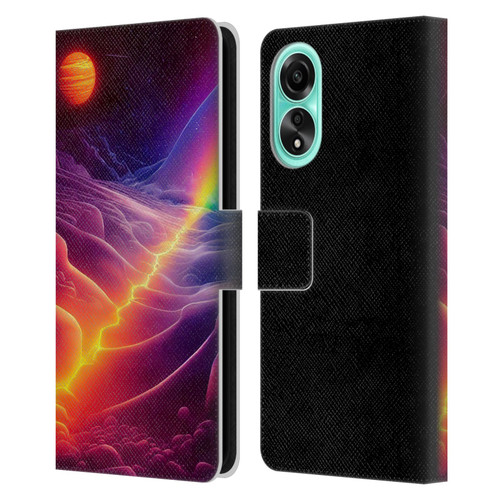 Wumples Cosmic Universe A Chasm On A Distant Moon Leather Book Wallet Case Cover For OPPO A78 4G