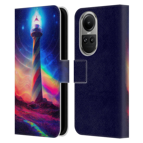 Wumples Cosmic Universe Lighthouse Leather Book Wallet Case Cover For OPPO Reno10 5G / Reno10 Pro 5G