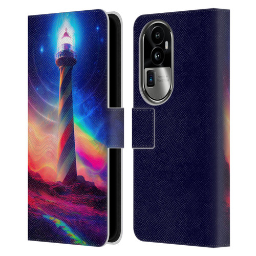 Wumples Cosmic Universe Lighthouse Leather Book Wallet Case Cover For OPPO Reno10 Pro+