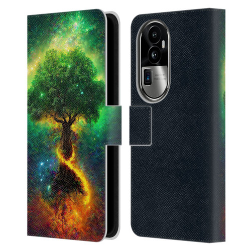 Wumples Cosmic Universe Yggdrasil, Norse Tree Of Life Leather Book Wallet Case Cover For OPPO Reno10 Pro+