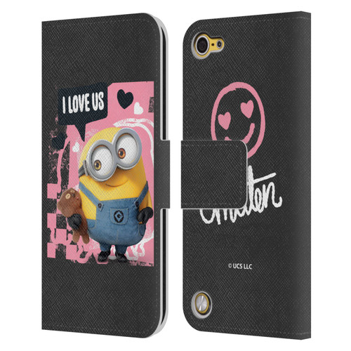 Minions Rise of Gru(2021) Valentines 2021 Bob Loves Bear Leather Book Wallet Case Cover For Apple iPod Touch 5G 5th Gen