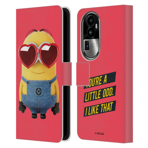 Minions Rise of Gru(2021) Valentines 2021 Heart Glasses Leather Book Wallet Case Cover For OPPO Reno10 Pro+