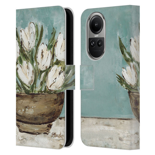 Haley Bush Floral Painting Tulip Bowl Leather Book Wallet Case Cover For OPPO Reno10 5G / Reno10 Pro 5G