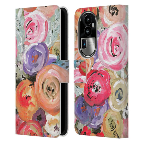 Haley Bush Floral Painting Colorful Leather Book Wallet Case Cover For OPPO Reno10 Pro+