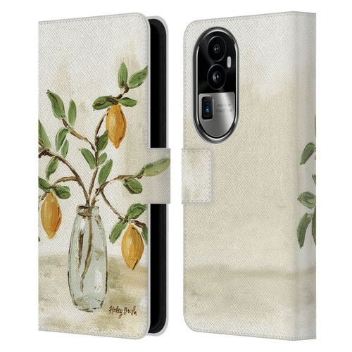 Haley Bush Floral Painting Lemon Branch Vase Leather Book Wallet Case Cover For OPPO Reno10 Pro+