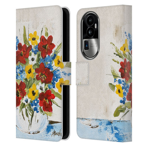 Haley Bush Floral Painting Patriotic Leather Book Wallet Case Cover For OPPO Reno10 Pro+