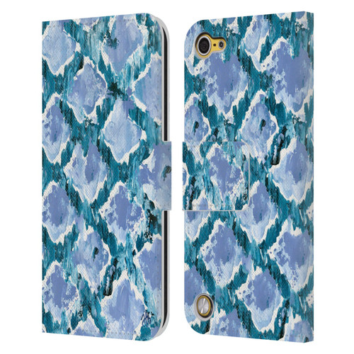 Haley Bush Pattern Painting Blue Diamond Leather Book Wallet Case Cover For Apple iPod Touch 5G 5th Gen