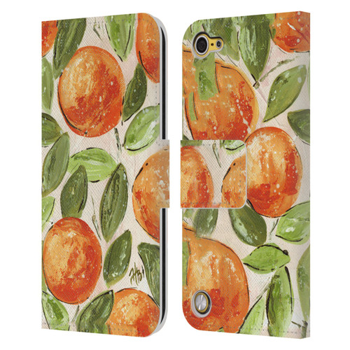 Haley Bush Pattern Painting Orange Splash Leather Book Wallet Case Cover For Apple iPod Touch 5G 5th Gen