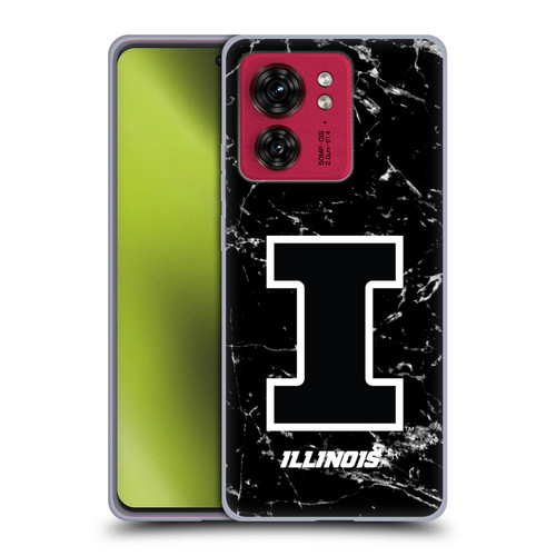 University Of Illinois U Of I University Of Illinois Black And White Marble Soft Gel Case for Motorola Moto Edge 40