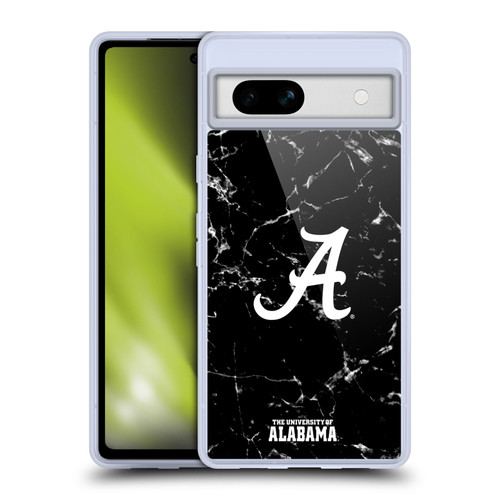 University Of Alabama UA The University Of Alabama Black And White Marble Soft Gel Case for Google Pixel 7a