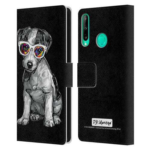 P.D. Moreno Black And White Dogs Jack Russell Leather Book Wallet Case Cover For Huawei P40 lite E