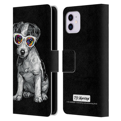 P.D. Moreno Black And White Dogs Jack Russell Leather Book Wallet Case Cover For Apple iPhone 11