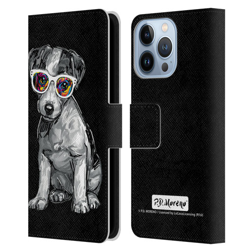 P.D. Moreno Black And White Dogs Jack Russell Leather Book Wallet Case Cover For Apple iPhone 13 Pro