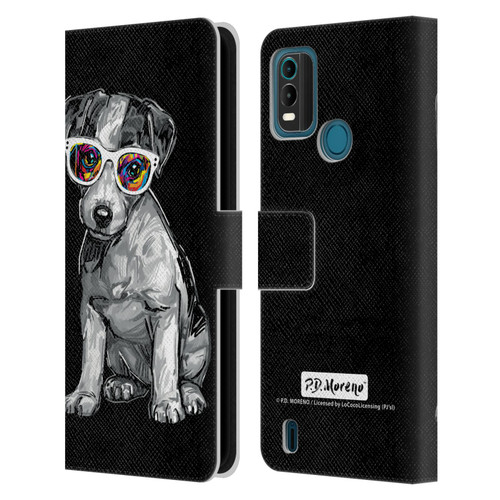 P.D. Moreno Black And White Dogs Jack Russell Leather Book Wallet Case Cover For Nokia G11 Plus