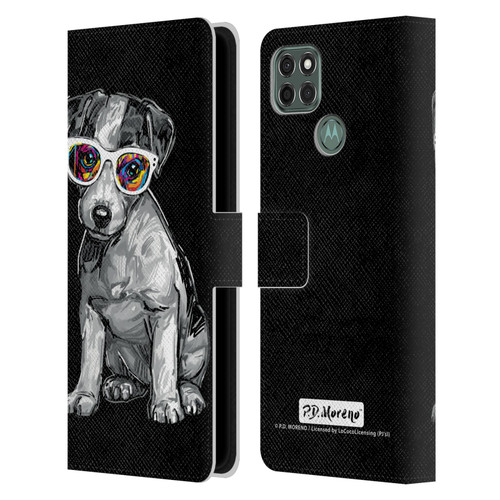 P.D. Moreno Black And White Dogs Jack Russell Leather Book Wallet Case Cover For Motorola Moto G9 Power