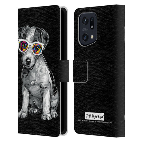 P.D. Moreno Black And White Dogs Jack Russell Leather Book Wallet Case Cover For OPPO Find X5 Pro
