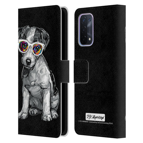 P.D. Moreno Black And White Dogs Jack Russell Leather Book Wallet Case Cover For OPPO A54 5G
