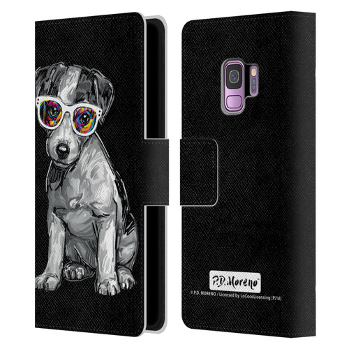 P.D. Moreno Black And White Dogs Jack Russell Leather Book Wallet Case Cover For Samsung Galaxy S9